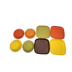 Tupperware 1970's Luncheon Plates  Bowls fall colors set of 4